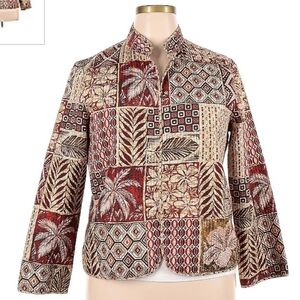 Vintage 80's 90's Alfred Dunner Petite Women's Size 14P Quilted Jacket Tropical